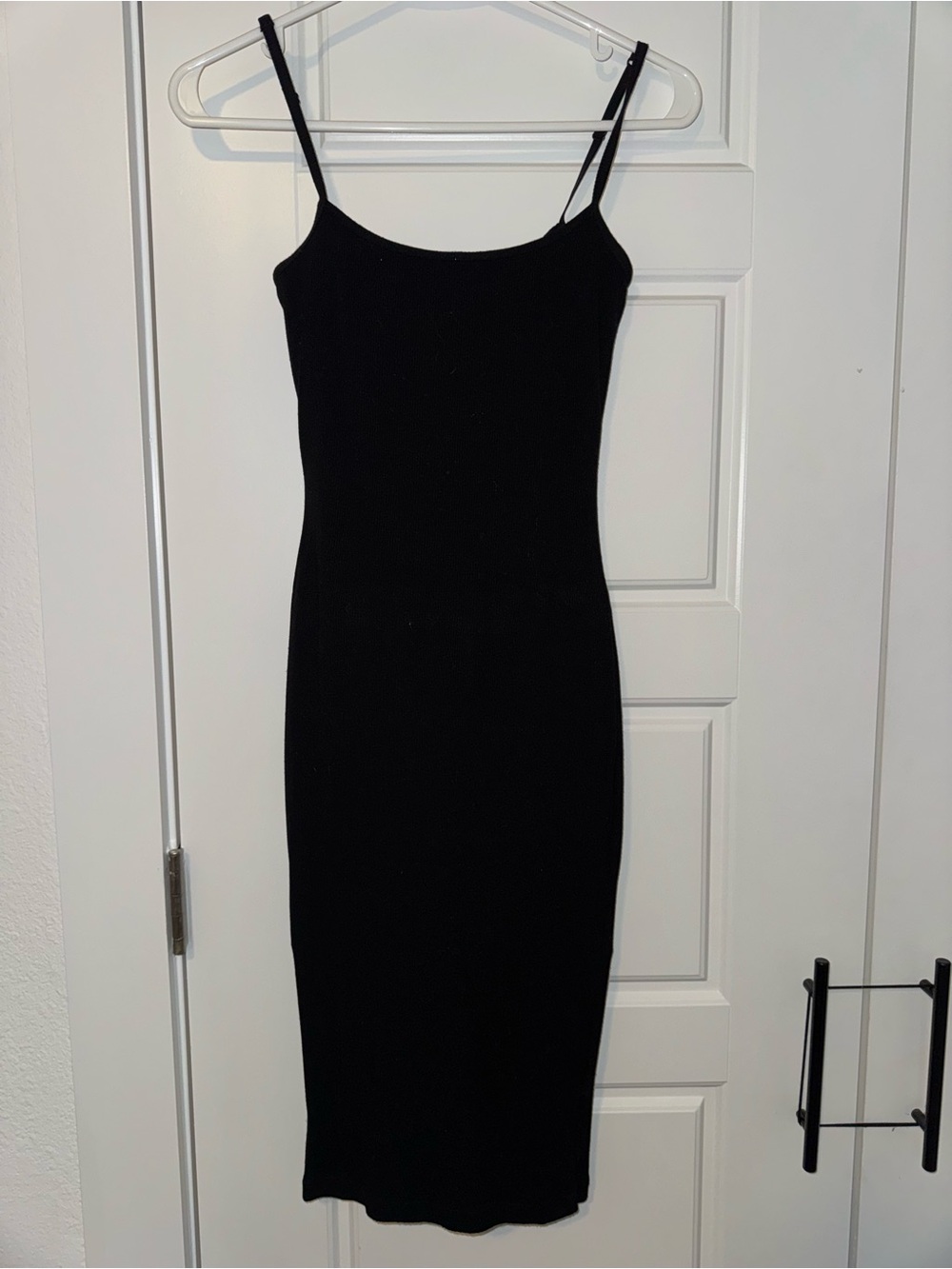 Popilush Black Ribbed Midi Dress w/ built-in Shape Wear - Size XS
